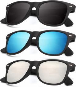 img 4 attached to Stay Stylish And Safe In The Sun With Polarized Sunglasses: 3 Pack Matte Finish, Color Mirror Lens, 100% UV Blocking For Men And Women