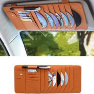 yijueled car visor storage organizer, sun visor cd dvd holder, leather sunglasses organizer, car insurance cards holder, visor pocket organization logo