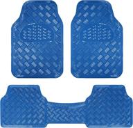 🚗 bdk mt-643-bl metallic bling design car floor mats - 3-piece set | heavy duty all weather mats with rubber backing | fits car truck van suv | blue logo