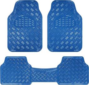 img 4 attached to 🚗 BDK MT-643-BL Metallic Bling Design Car Floor Mats - 3-Piece Set | Heavy Duty All Weather mats with Rubber Backing | Fits Car Truck Van SUV | Blue