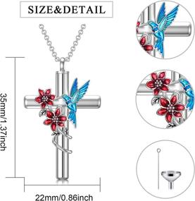 img 3 attached to 🦋 Flpruy 925 Sterling Silver Cross Urn Necklace for Ashes – Beautiful Cremation Jewelry for Women, Men, and Pets: Butterfly, Dragonfly, Bee, Hummingbird, Ladybug, Sunflower, Paw Print, Life of Tree Designs