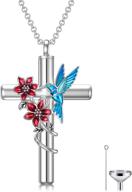 🦋 flpruy 925 sterling silver cross urn necklace for ashes – beautiful cremation jewelry for women, men, and pets: butterfly, dragonfly, bee, hummingbird, ladybug, sunflower, paw print, life of tree designs логотип