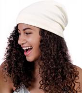 warm knit slouchy beanie with satin lining for locs and curls logo