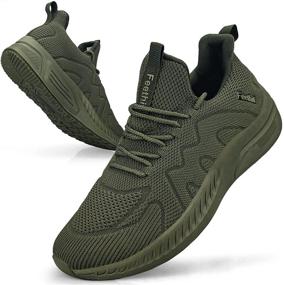 img 4 attached to Non-Slip Breathable Running Shoes For Men - Feethit Lightweight Athletic Sneakers With Slip-On Design For Gym And Tennis