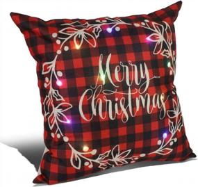 img 4 attached to Magshion Christmas Pillow Cover Decorations 18X 18 Inch, Decorative LED Light Up Throw Pillow Cover Decor Pillowcase Cat Kitty Puppy Dog Flag