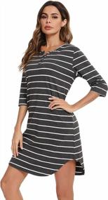 img 1 attached to Stay Comfortable And Stylish At Night With Vlazom Women'S Soft Cotton Stripe Nightgowns