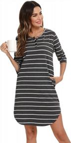 img 3 attached to Stay Comfortable And Stylish At Night With Vlazom Women'S Soft Cotton Stripe Nightgowns