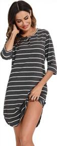 img 2 attached to Stay Comfortable And Stylish At Night With Vlazom Women'S Soft Cotton Stripe Nightgowns