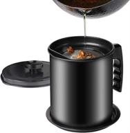 1.6l iron cooking oil can with strainer & coaster tray - perfect for bacon grease storage in kitchen логотип