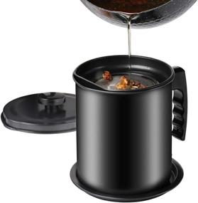img 4 attached to 1.6L Iron Cooking Oil Can With Strainer & Coaster Tray - Perfect For Bacon Grease Storage In Kitchen