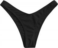 zaful ribbed lace up bandeau bikini set with high cut bottoms for women - strapless two piece swimwear logo