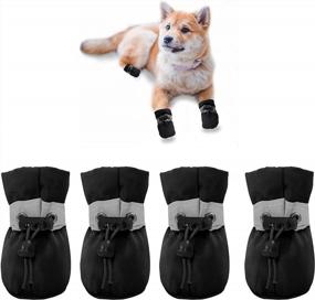 img 4 attached to Protect Your Pet'S Paws With YAODHAOD Anti-Slip Dog Shoes - Ideal For Small And Medium Pets In Snow And Winter, 4PCS Black Booties With Reflective Straps