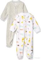 👶 pack of 2 unisex microfleece footed zip-front sleep and play by amazon essentials for babies logo