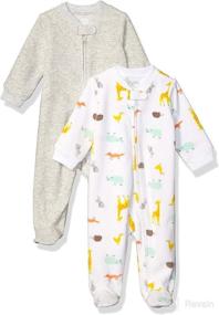 img 1 attached to 👶 Pack of 2 Unisex Microfleece Footed Zip-Front Sleep and Play by Amazon Essentials for Babies
