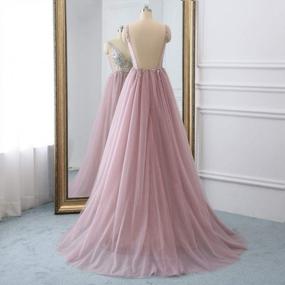 img 3 attached to Sexy Beaded V-Neck Tulle Evening Prom Dress With Open Back And High-Leg Split - Perfect For Special Occasions
