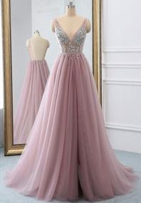 img 2 attached to Sexy Beaded V-Neck Tulle Evening Prom Dress With Open Back And High-Leg Split - Perfect For Special Occasions