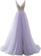 sexy beaded v-neck tulle evening prom dress with open back and high-leg split - perfect for special occasions logo