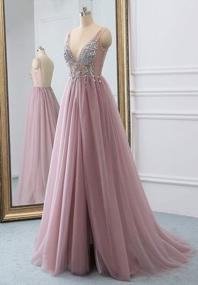 img 1 attached to Sexy Beaded V-Neck Tulle Evening Prom Dress With Open Back And High-Leg Split - Perfect For Special Occasions