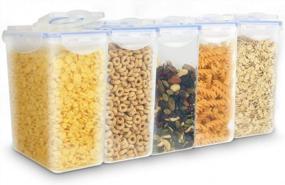 img 4 attached to 5-Pack BPA Free Plastic Cereal Containers With Lids 1600ML/54OZ - Airtight, Leakproof Pantry Organization For Sugar, Flour, Snack, Baking Supplies & Nuts - Intpro Food Storage Containers.
