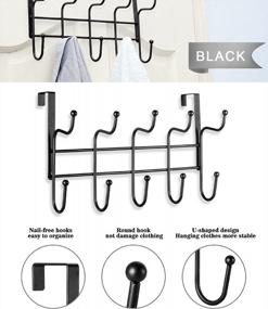 img 2 attached to Black Over-The-Door Hooks By CLCTK - 2 Pack Heavy-Duty Towel Racks And Door Hangers - Ideal For Clothes, Coats, Purses, Hats - Hanging Organizer For Bathroom, Bedroom, And Kitchen