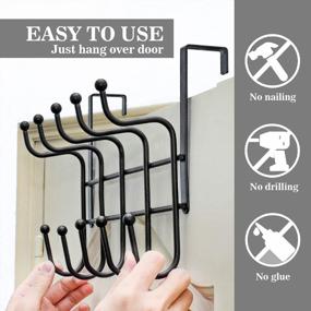 img 1 attached to Black Over-The-Door Hooks By CLCTK - 2 Pack Heavy-Duty Towel Racks And Door Hangers - Ideal For Clothes, Coats, Purses, Hats - Hanging Organizer For Bathroom, Bedroom, And Kitchen