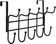 black over-the-door hooks by clctk - 2 pack heavy-duty towel racks and door hangers - ideal for clothes, coats, purses, hats - hanging organizer for bathroom, bedroom, and kitchen logo