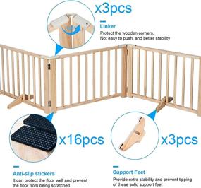 img 1 attached to 🐾 YOCAN Foldable Wooden Dog Gate – Versatile Indoor Fence for Doorways, House, Stairs, Halls - 5 Panel 16.9