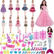 complete 89-piece doll clothes and accessories set for 11.5 inch girl dolls with party gowns, wedding dress, mermaid dress, and 77 other accessories logo