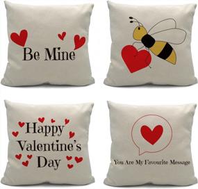 img 2 attached to Spread Love With Bee-Themed Valentine'S Day Gift: Set Of 4 Soft Pillow Covers For Girls And Women