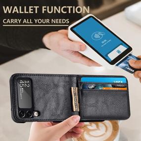 img 2 attached to LINYUNE For Samsung Galaxy Z Flip 3 Case Wallet Case With Card Holder, Slim Fit Premium PU Leather + Hard PC Protective Flip Phone Cover For Samsung Galaxy Z Flip 3 5G 2021 - Black