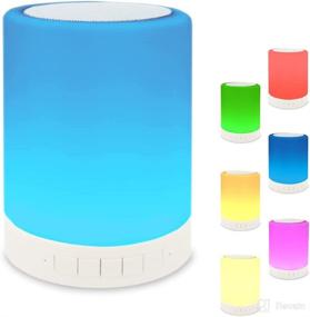 img 4 attached to 🔊 Night Light Bluetooth Speaker with Touch Control & Color LED - Perfect Bedside Lamp and Outdoor Music Player for Teen Girls / Boys - Ideal Birthday Gift!