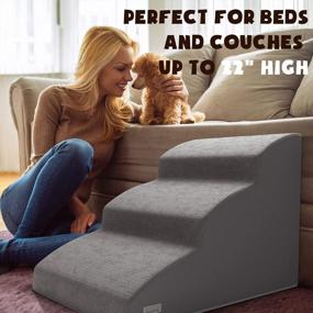 img 2 attached to ZICOTO'S Durable And Easy-To-Walk-On Dog Stairs And Ramp For Beds Or Couches - Perfect For Small Dogs And Cats - Provides Instant Access To Sofas Or Beds Up To 22 Inches High