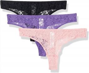 img 2 attached to Mae Women'S Standard Lace And Mesh Thong, 3 Pack