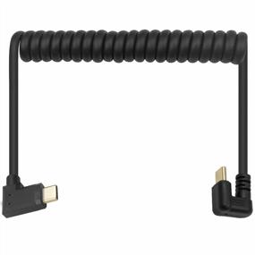 img 4 attached to Poyiccot Кабель USB C к USB C, спиральный, 180-градусный спиральный кабель USB C, прямоугольный кабель USB C 90 градусов, кабель типа C к типу C, 10 Гбит/с, 60 Вт, пружинный спиральный кабель USB C, удлинительный провод 1,2 м