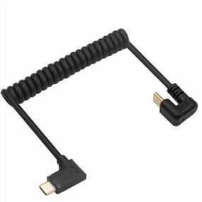 img 3 attached to Poyiccot Кабель USB C к USB C, спиральный, 180-градусный спиральный кабель USB C, прямоугольный кабель USB C 90 градусов, кабель типа C к типу C, 10 Гбит/с, 60 Вт, пружинный спиральный кабель USB C, удлинительный провод 1,2 м