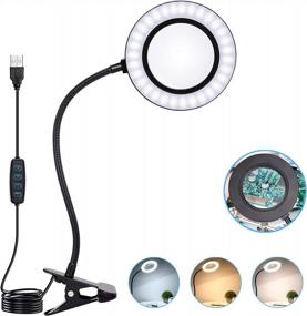 img 4 attached to Illuminate And Enhance Your Hobbies With A 10X Magnifying Glass Lamp - Adjustable Gooseneck, 3 Color Modes, And USB Powered For Versatility And Convenience