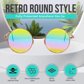 img 1 attached to Ощутите винтажный шик с солнцезащитными очками SunnyPro с маленькими цветными линзами в стиле хиппи
