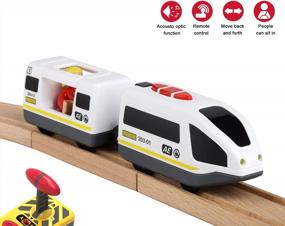 img 2 attached to Enhance Your Wooden Train Set With Battery-Operated Locomotive: Remote Control Vehicles For Wood Tracks And Major Railway Brands-Compatible Powerful Engine Train Cars