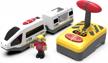 enhance your wooden train set with battery-operated locomotive: remote control vehicles for wood tracks and major railway brands-compatible powerful engine train cars logo