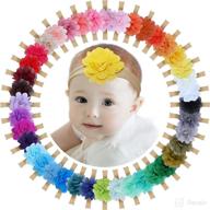 🌸 alinmo 40 pack 2-inch chiffon flower headbands: elastic nylon hair accessories for baby girls, newborns, infants, toddlers, and kids логотип