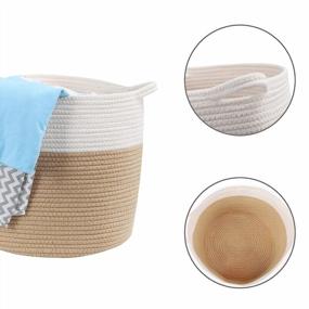 img 3 attached to 🧺 Baby Large Toy Storage Baskets: Mecaly Woven Laundry Hamper 15 x 15 x 13.8 - Cotton Rope Round Blanket Storage - Ideal for Living Room, Bedroom, Bathroom - Premium White & Khai Design