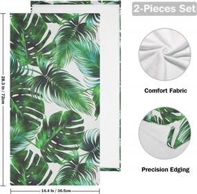 img 3 attached to Set Of 2 Green Jungle Floral Hand Towels - Tropical Palm Leaves Design - Soft Absorbent Guest Bath Towels - Ideal For Kitchen, Spa, And Bathroom Decorations - 16X30 Inches