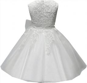 img 2 attached to Ivory Lace Sleeveless Princess Gown For Flower Girls - Azhido Embroidered Dress With Bowknot Detailing