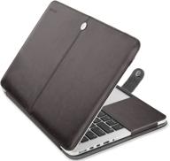 mosiso pu leather book folio sleeve case for macbook pro 15 inch retina (a1398), compatible with version 2015/2014/2013/end 2012, protective stand cover in black logo