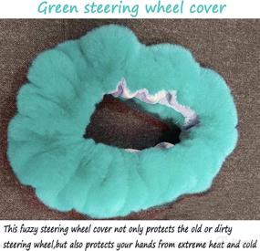 img 1 attached to ZWZCYZ Fluffy Steering Wheel Cover For Women Fuzzy Steering Wheel Cover Winter Warm Faux Wool Plush Car Wheel Cover Furry Steering Wheel Protector Universal Fit 15 Inch (Green)