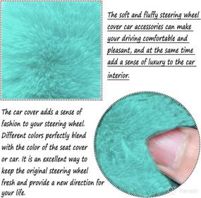 img 3 attached to ZWZCYZ Fluffy Steering Wheel Cover For Women Fuzzy Steering Wheel Cover Winter Warm Faux Wool Plush Car Wheel Cover Furry Steering Wheel Protector Universal Fit 15 Inch (Green)