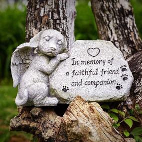 img 4 attached to Forever in Our Hearts: Dog Memorial Stone Statue - Outdoor Dog Grave Markers for Deceased Pets, Loss of Dog Sympathy Gifts - Antique Stone Finish - 8.86 inch