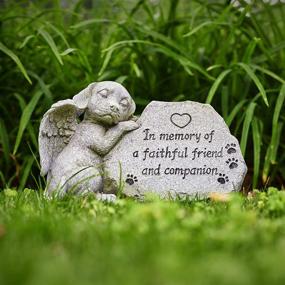 img 2 attached to Forever in Our Hearts: Dog Memorial Stone Statue - Outdoor Dog Grave Markers for Deceased Pets, Loss of Dog Sympathy Gifts - Antique Stone Finish - 8.86 inch