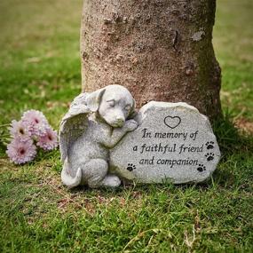 img 3 attached to Forever in Our Hearts: Dog Memorial Stone Statue - Outdoor Dog Grave Markers for Deceased Pets, Loss of Dog Sympathy Gifts - Antique Stone Finish - 8.86 inch
