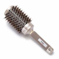 boar hair round brush 2 inch | professional ceramic barrel hair brush with boar bristle for women | medium length blow drying & flip styling логотип